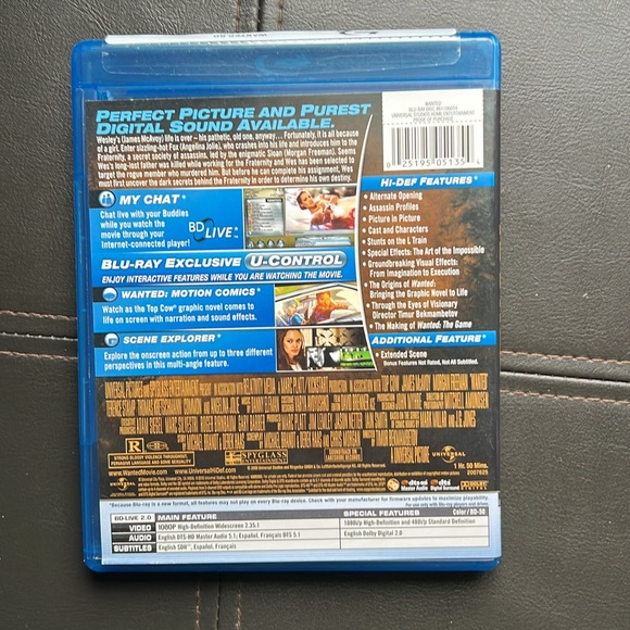 Wanted Movie Angelina Jolie Action Two Discs Blu-Ray Digital - Picture 2 of 3